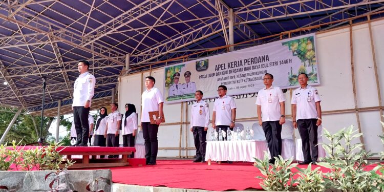 Apel Perdana Pasca Libur Hari Raya Idul Fitri Dipimpin Wakil Wali Kota Kotamobagu Rendy Virgiawan Mangkat